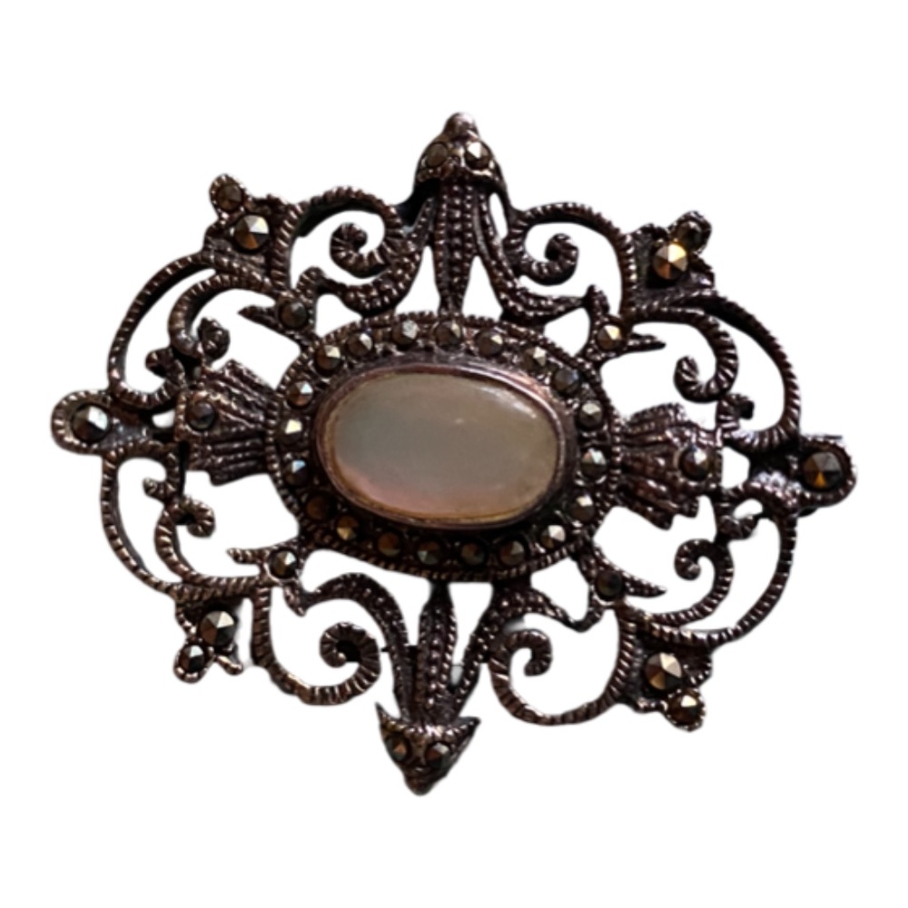 Sterling Silver & Marcasite Vintage Style Brooch